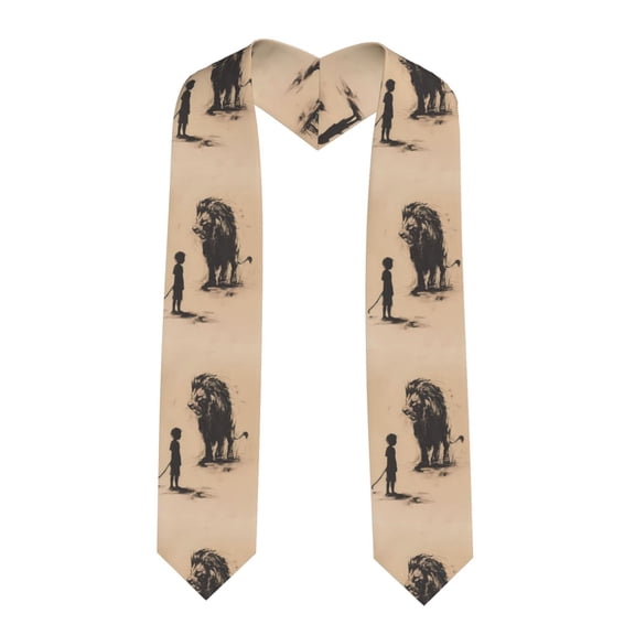 Logiee Child And Lion Sketch Print Unisex Adult Graduation Stole Shawl 72" Long for Academic Commencements Shawl-Sharp Corner