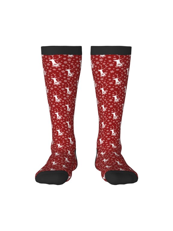 Christmas Deer Head Print Gift Stocking Stuffers,Adult Stockings,Novelty Socks,Funny Socks Birthday Running Walking Sleeping