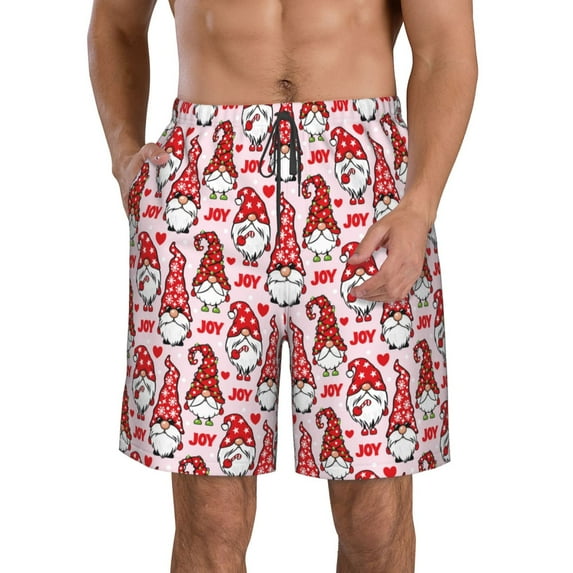 Logiee Christmas Gnome Print Mens Swim Trunks Quick Dry Board Shorts,Breathable Hawaii Beach Shorts Swimwear Bathing Suits-XX-Large