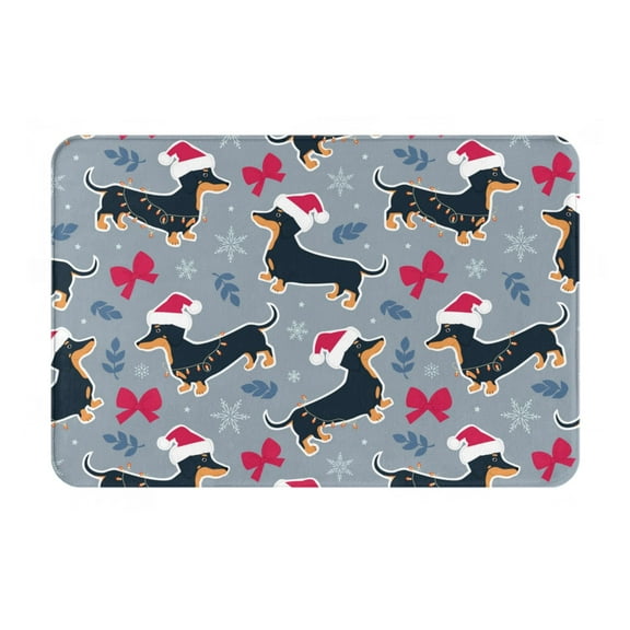 Logiee Christmas Hat Dachshund Print Welcome Mats for Entryway,Door Mat for Front Door,Entry Mat,Doormat for Garden, Garage, Patio, Home, Porch Decor
