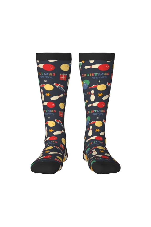 Christmas Holiday Bowling Print Gift Stocking Stuffers,Adult Stockings,Novelty Socks,Funny Socks Birthday Running Walking Sleeping