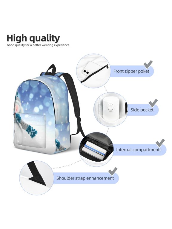 Christmas Snowman In The Snow Print Unisex Canvas Backpack,Travel Daypack Backpack,Student Rucksack,Laptop Backpack