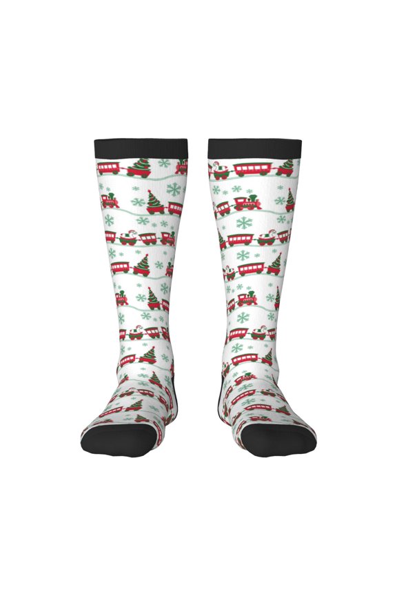 Christmas Train Print Gift Stocking Stuffers,Adult Stockings,Novelty Socks,Funny Socks Birthday Running Walking Sleeping