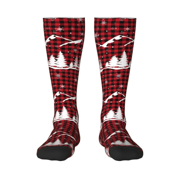 Logiee Christmas Tree Buffalo Plaid Print Gift Stocking Stuffers,Adult Stockings,Novelty Socks,Funny Socks Birthday Running Walking Sleeping