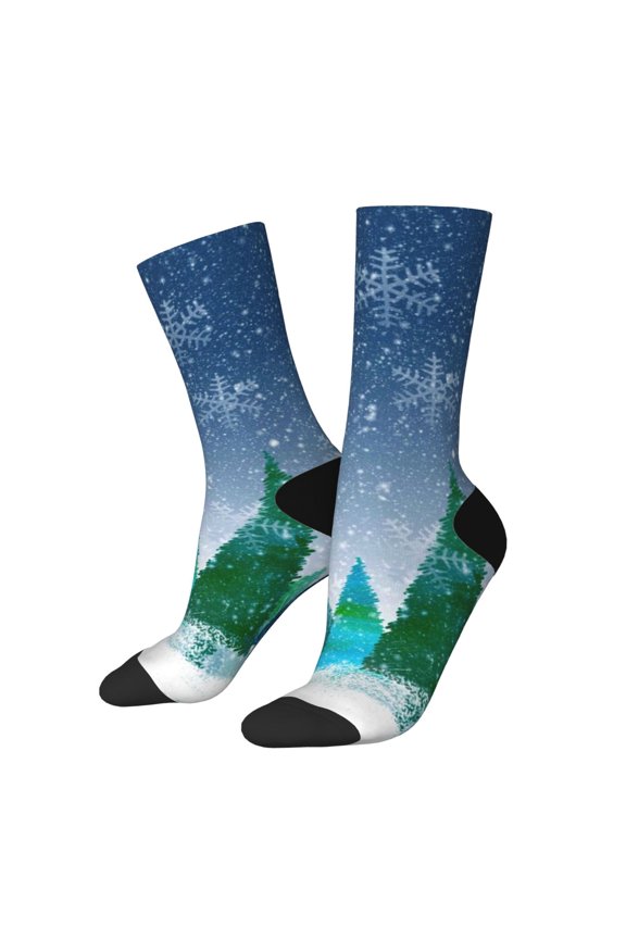 Christmas Trees Print Adult Socks for Men & Women,Calf Socks, Ankle Socks,Boots Socks,Breathable Casual Sock,Unisex Crew Socks