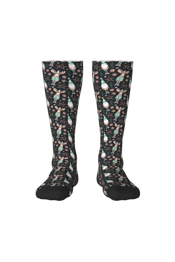 Christmas cute deer old man Print Gift Stocking Stuffers,Adult Stockings,Novelty Socks,Funny Socks Birthday Running Walking Sleeping