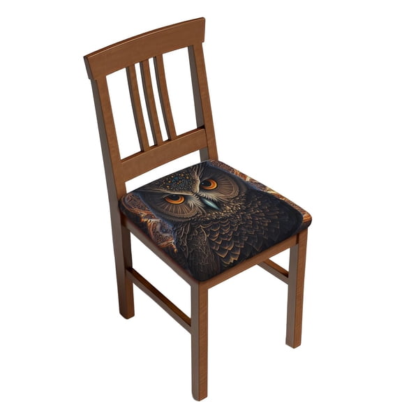 Logiee Classical Style Brown Owl Print Square Chair Seat Covers, Stretch Chair Seat Covers,Seat Chair Slipcover, Non-Slip Chair Slipcover,Furniture Protector for Indoor and Outdoor-Two Pieces