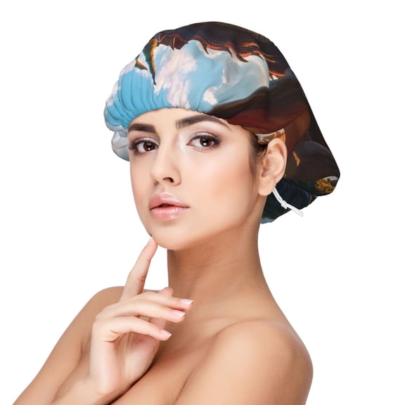 Logiee Clear Sky Mountain Red Dragon Print Silk Bonnet Satin Bonnet for Sleeping Women and Men,Double Layer Hair Bonnet for Curly Braids Hair