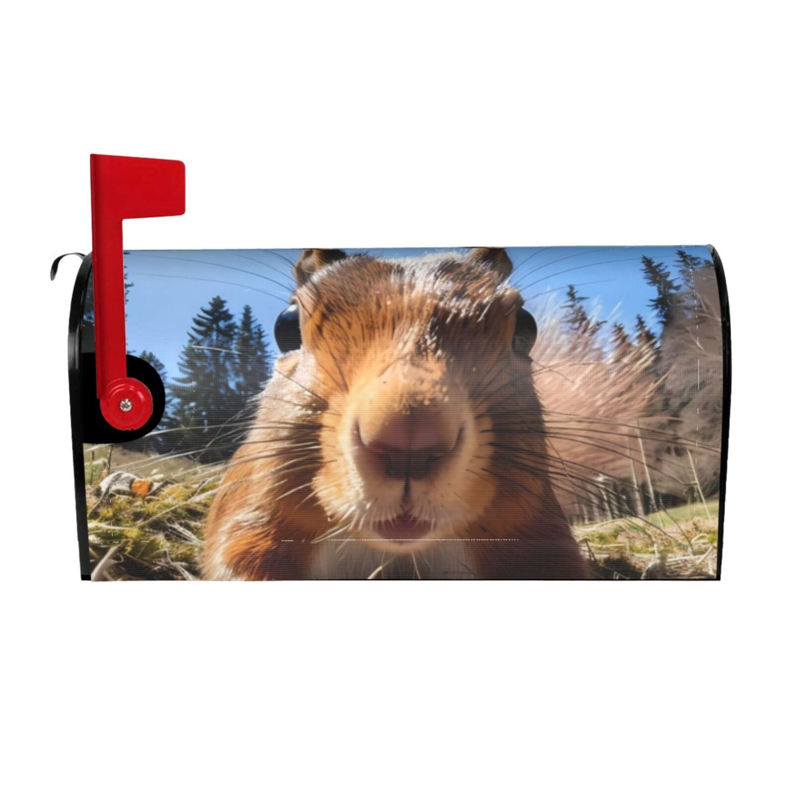 Logiee Close-Up Curious Squirrel Print Post Letter Box Wrap Decor, Mailbox Cover Suitable for Standard Mailbox and Large Size Mailbox,Outdoor Yard Decoration-25.5x21 in