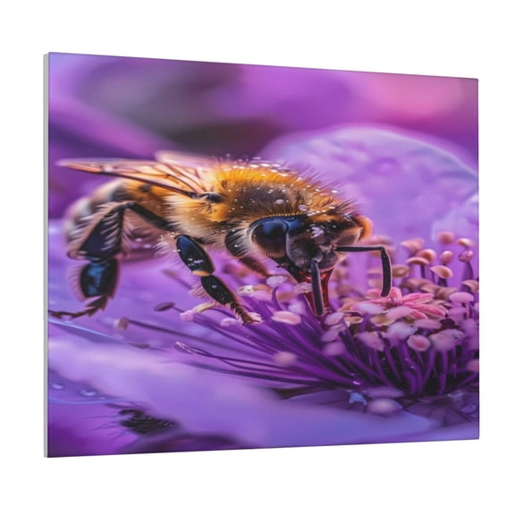 Logiee Closeup Honeybee on Flower Print Canvas Wall Art ,Art Poster,Canvas Decorative Picture,Decor Wall Pictures for Living Room Bedroom Bathroom,Ready to Hang