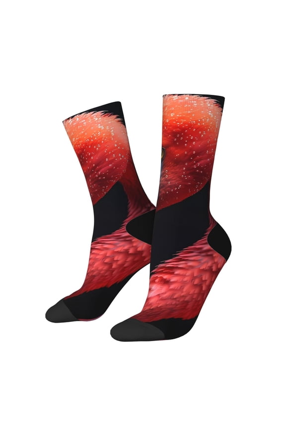 Closeup Red Flamingo Portrait Print Adult Socks for Men & Women,Calf Socks, Ankle Socks,Boots Socks,Breathable Casual Sock,Unisex Crew Socks