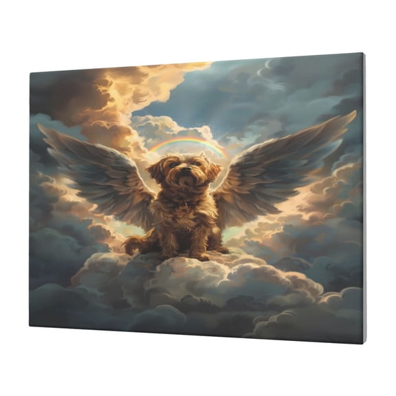 Logiee Cloud Rainbow Winged Dog Print Canvas Wall Art,Canvas Picture Prints with Frame, Wall Art Decorative,Canvas Decorative,Suitable for Living Room Bedroom Office Room 30x40