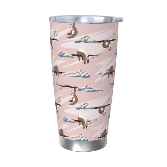 Logiee Cloud Sloth Print 20OZ Car Cup with Lid, Stainless Steel Vacuum Insulated Double Wall Travel Tumbler, Durable Insulated Coffee Mug,Thermal Cup with Straw-Without Straw