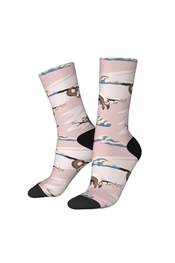 Cloud Sloth Print Adult Socks for Men & Women,Calf Socks, Ankle Socks,Boots Socks,Breathable Casual Sock,Unisex Crew Socks