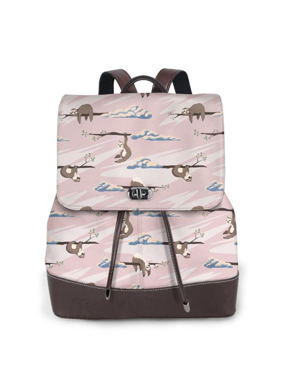Logiee Cloud Sloth Print Backpack Purse for Women,Fashion Leather Backpack Purse,Women's Leather Backpack for Work College Travel