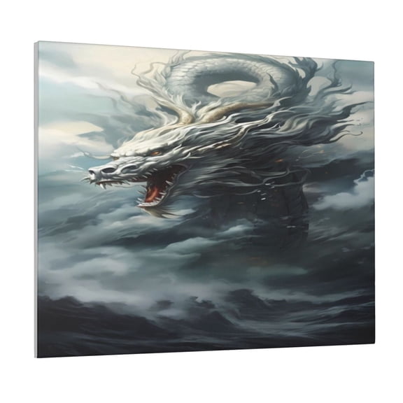 Logiee Cloud White Dragon Print Canvas Wall Art ,Art Poster,Canvas Decorative Picture,Decor Wall Pictures for Living Room Bedroom Bathroom,Ready to Hang