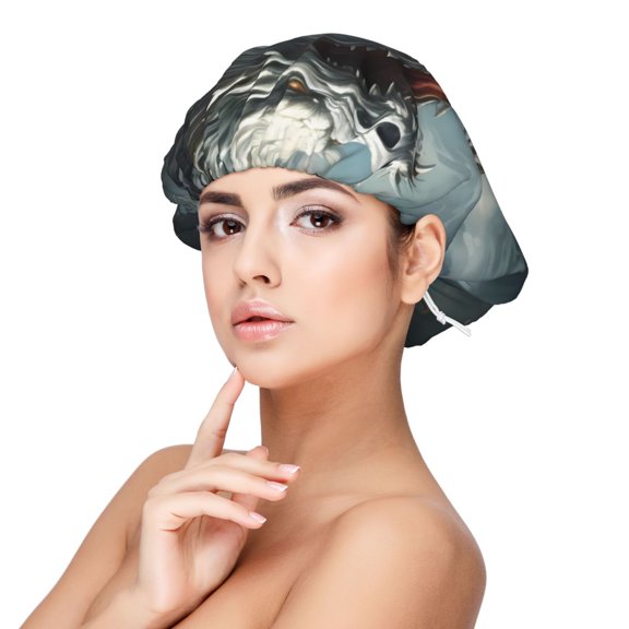 Logiee Cloud White Dragon Print Silk Bonnet Satin Bonnet for Sleeping Women and Men,Double Layer Hair Bonnet for Curly Braids Hair