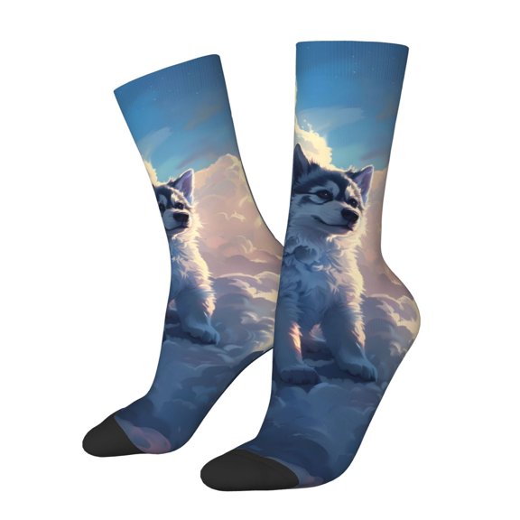 Logiee Cloud Wolf Print Adult Socks for Men & Women,Calf Socks, Ankle Socks,Boots Socks,Breathable Casual Sock,Unisex Crew Socks