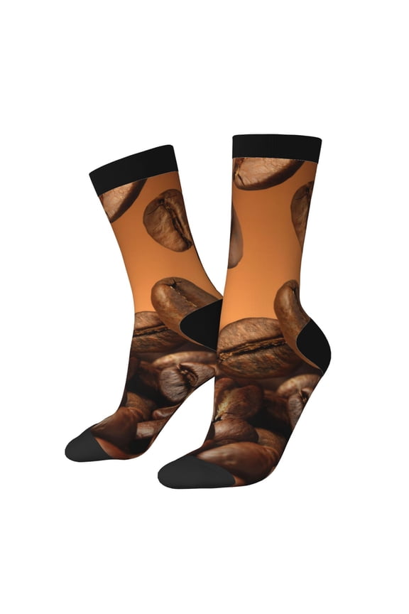 Coffee Beans Print Adult Socks for Men & Women,Calf Socks, Ankle Socks,Boots Socks,Breathable Casual Sock,Unisex Crew Socks
