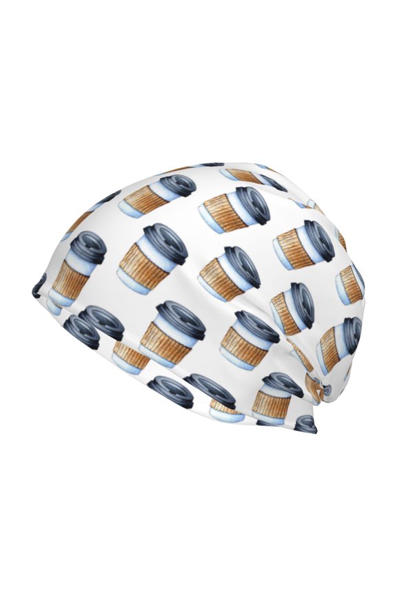 Coffee To Go Pattern Print Unisex Knit Beanie for Men Women Winter Hat,Beanies Skull Caps