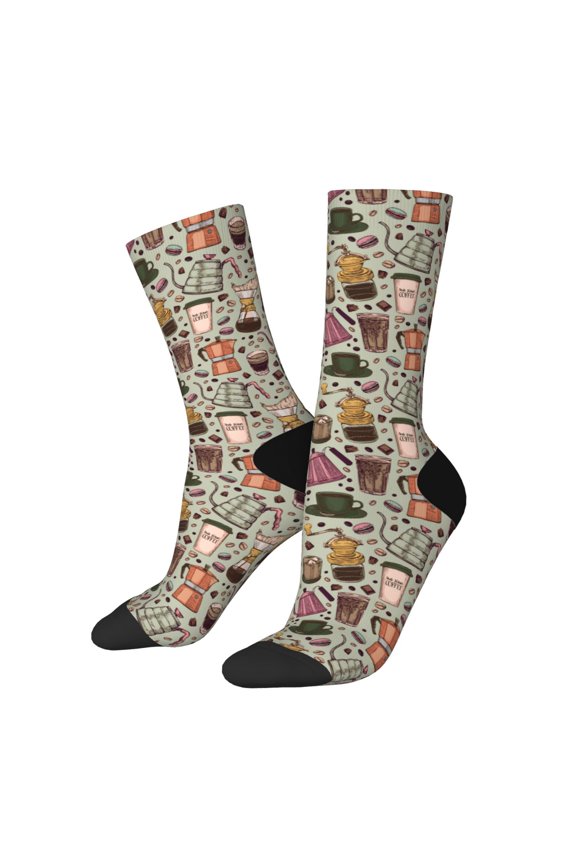 Coffee pots cup Print Adult Socks for Men & Women,Calf Socks, Ankle Socks,Boots Socks,Breathable Casual Sock,Unisex Crew Socks