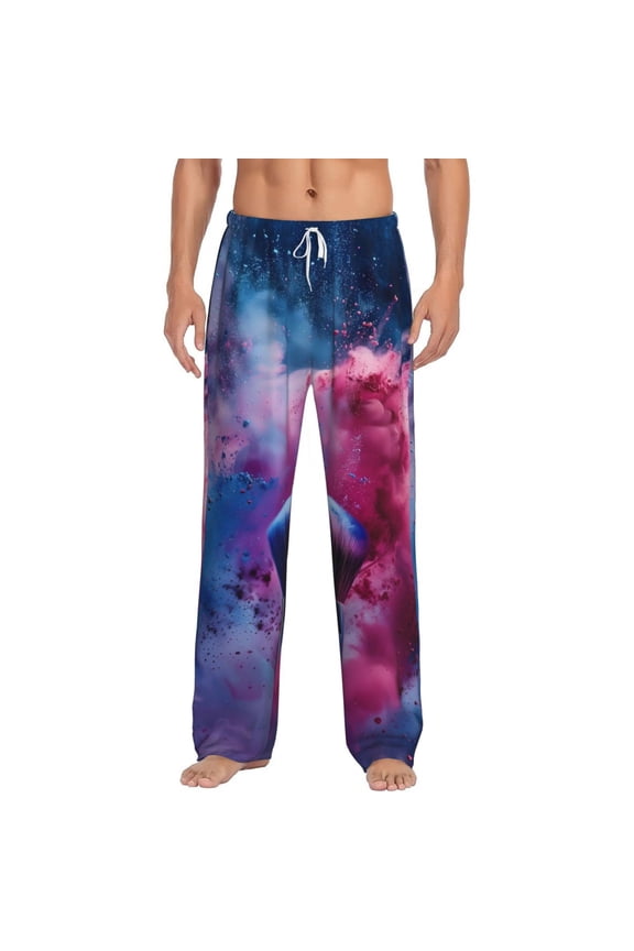 Color Explosion Makeup Brush Print Pajama Pants for Men,Men’s Pajama Bottoms,Mens PJ Pants with Pockets & Button Fly-3X-Large