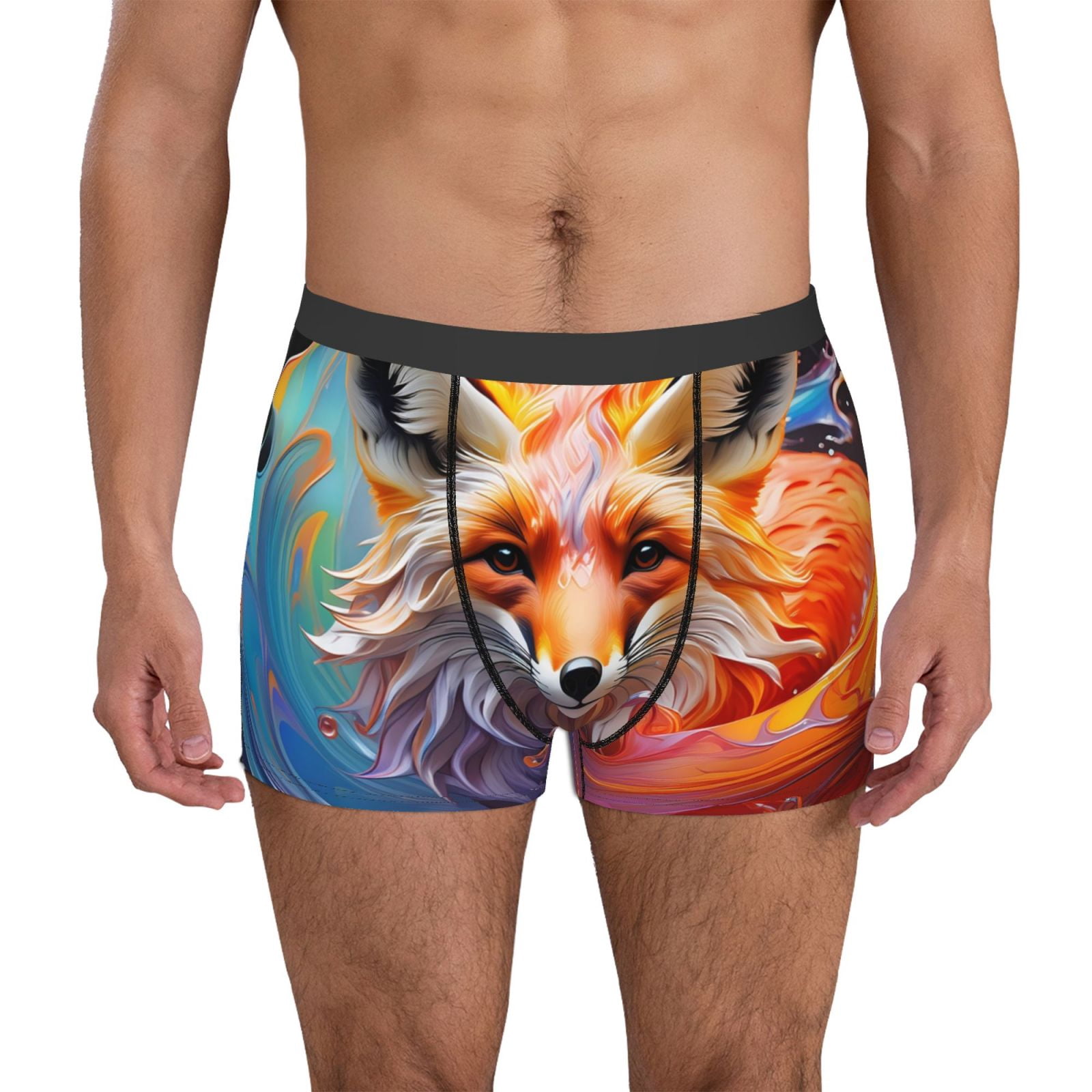 Logiee Color Splash Fox Portrait Print Mens Boxer Briefs,Boxer Briefs ...