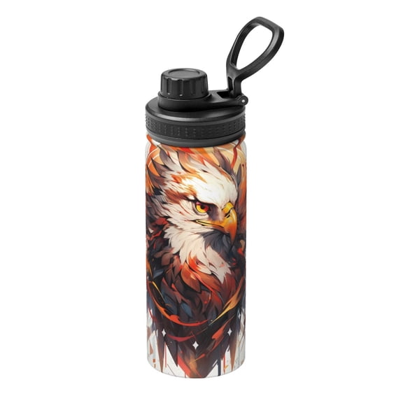 Logiee Colorful Abstract Eagle Print Water Bottle,18oz Sports Insulated Kettle for Cycling Gym Basketball Outdoor, Suitable as a Present