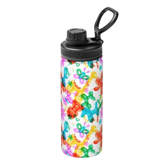 Logiee Colorful Air Balloons Print Water Bottle,18oz Sports Insulated Kettle for Cycling Gym Basketball Outdoor, Suitable as a Present