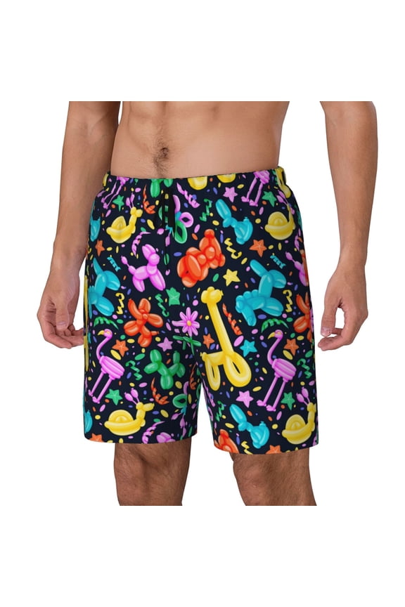Colorful Air Balloons1 Print Men's Swim Trunk,Quick Dry Board Shorts ,Men's Swim Trunks with Compression Liner, Bathing Suits with Pockets-Medium
