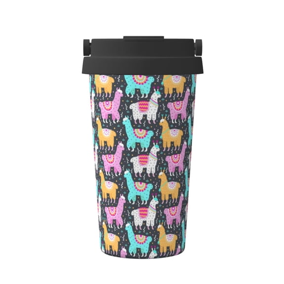 Logiee Colorful Alpaca Print Stainless Steel Coffee Tumbler, Travel Coffee Mug, Insulated Coffee Mug with Lid, Spill Proof Coffee Cup, Portable Thermal Mug
