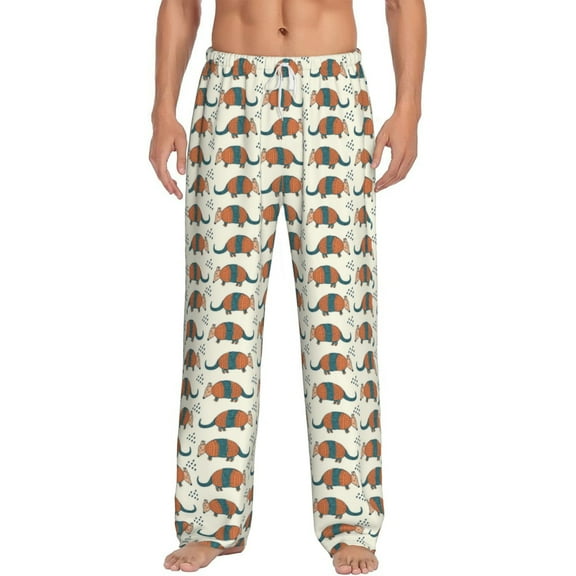 Logiee Colorful Armadillos Print Pajama Pants for Men,Men’s Pajama Bottoms,Mens PJ Pants with Pockets & Button Fly-Large