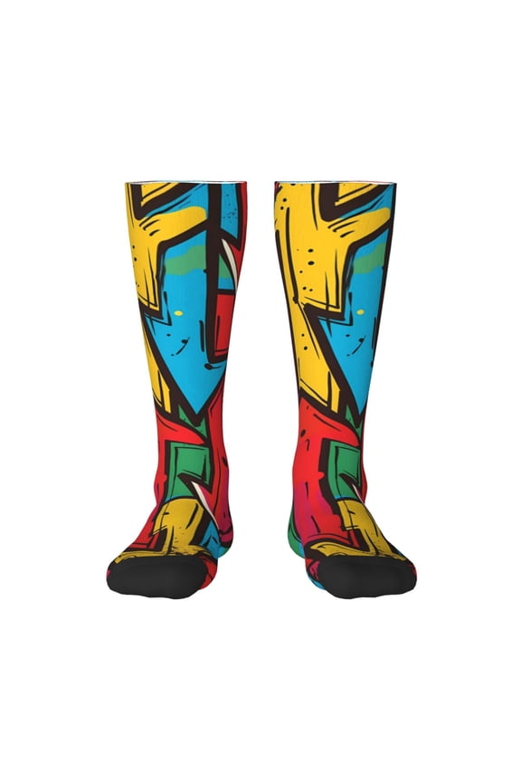 Colorful Arrow Graffiti Pattern Print Gift Stocking Stuffers,Adult Stockings,Novelty Socks,Funny Socks Birthday Running Walking Sleeping