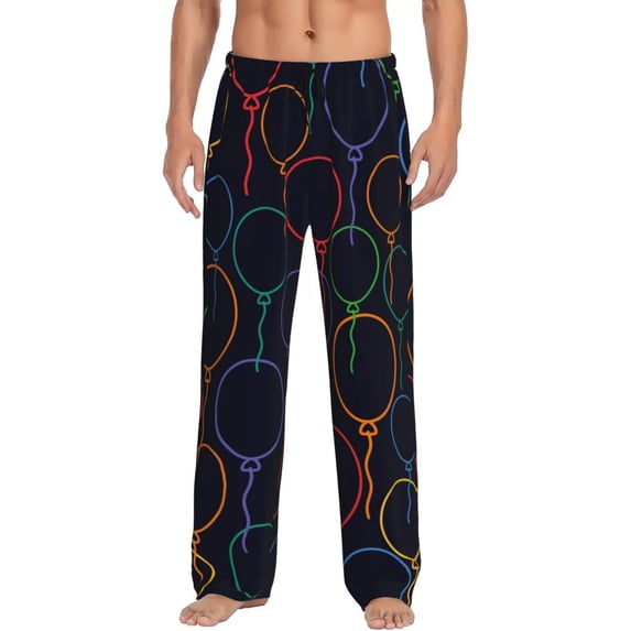 Logiee Colorful Balloons Print Pajama Pants for Men,Men’s Pajama Bottoms,Mens PJ Pants with Pockets & Button Fly-Medium