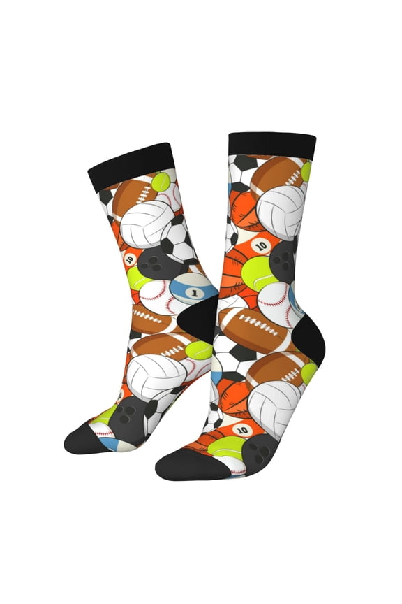 Colorful Balls Print Adult Socks for Men & Women,Calf Socks, Ankle Socks,Boots Socks,Breathable Casual Sock,Unisex Crew Socks