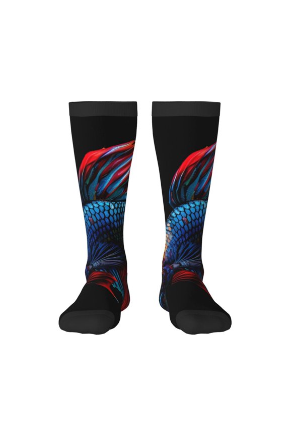 Colorful Betta Fish Print Gift Stocking Stuffers,Adult Stockings,Novelty Socks,Funny Socks Birthday Running Walking Sleeping
