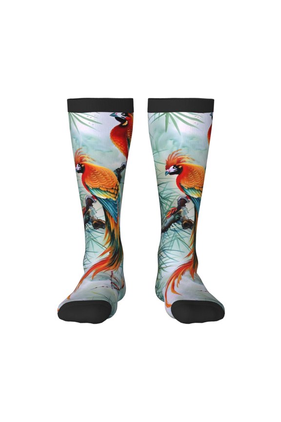 Colorful Birds Pine Branch Print Gift Stocking Stuffers,Adult Stockings,Novelty Socks,Funny Socks Birthday Running Walking Sleeping