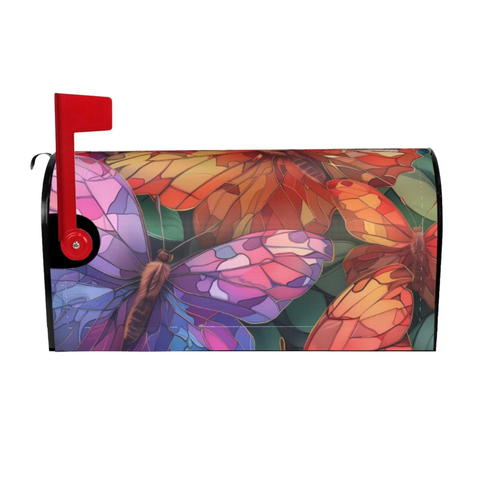 Logiee Colorful Butterfly Cluster Print Post Letter Box Wrap Decor, Mailbox Cover Suitable for Standard Mailbox and Large Size Mailbox,Outdoor Yard Decoration-25.5x21 in