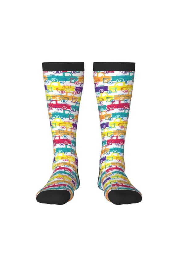 Colorful Car Print Gift Stocking Stuffers,Adult Stockings,Novelty Socks,Funny Socks Birthday Running Walking Sleeping