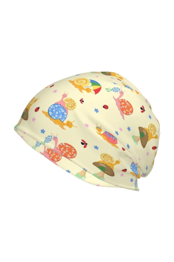 Colorful Cartoon Snail Print Unisex Knit Beanie for Men Women Winter Hat,Beanies Skull Caps