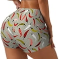 thumbnail image 1 of Logiee Colorful Chili Print Women's Biker Shorts,Workout Gym Shorts,Scrunch Shorts,Tummy Control Hidden Scrunch Running Yoga Shorts-Medium, 1 of 8