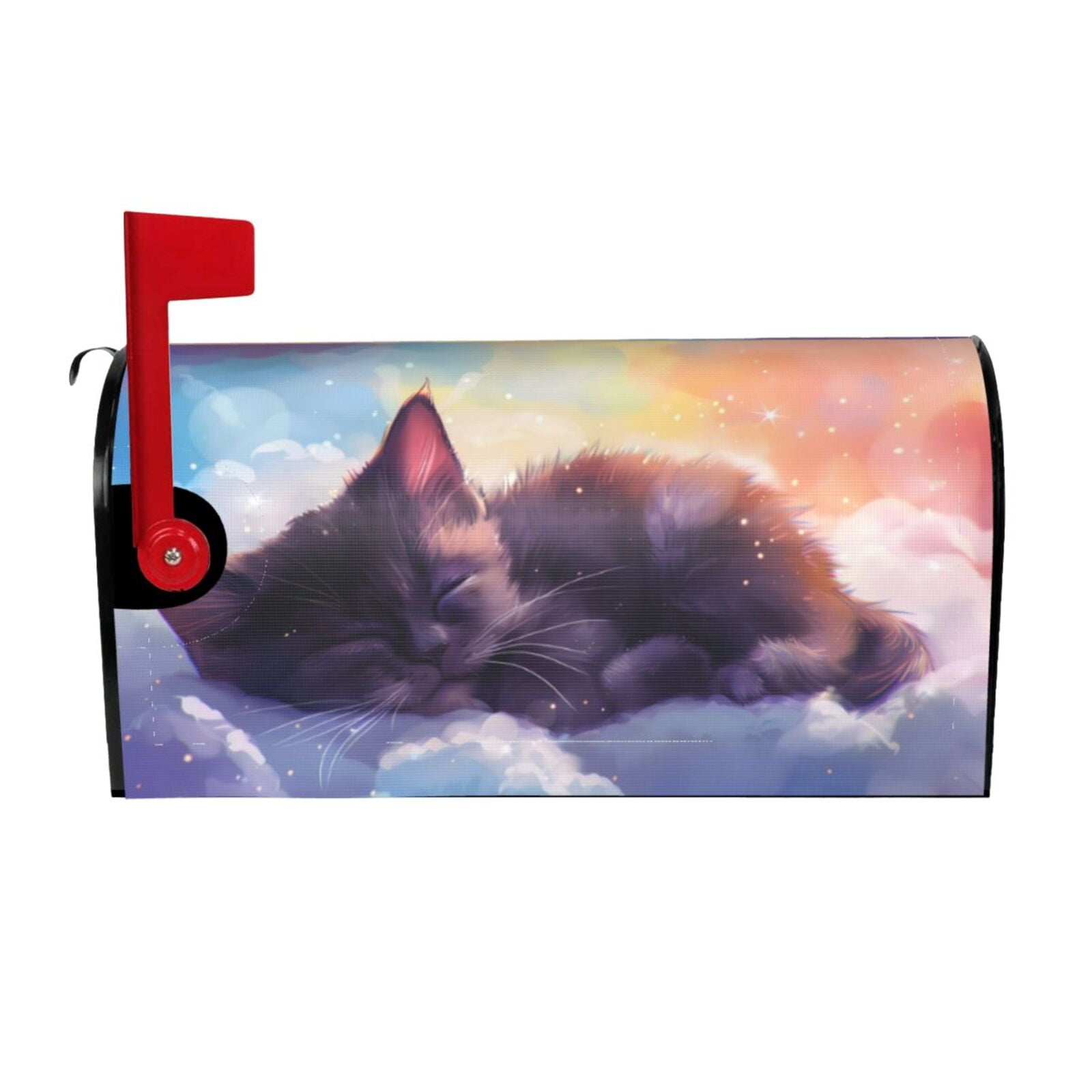 Logiee Colorful Cloud Sleeping Cat Print Post Letter Box Wrap Decor, Mailbox Cover Suitable for Standard Mailbox and Large Size Mailbox,Outdoor Yard Decoration-21x18 in