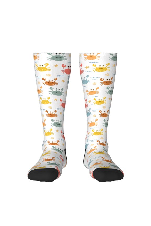 Colorful Crabs Print Gift Stocking Stuffers,Adult Stockings,Novelty Socks,Funny Socks Birthday Running Walking Sleeping