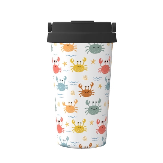 Logiee Colorful Crabs Print Stainless Steel Coffee Tumbler, Travel Coffee Mug, Insulated Coffee Mug with Lid, Spill Proof Coffee Cup, Portable Thermal Mug