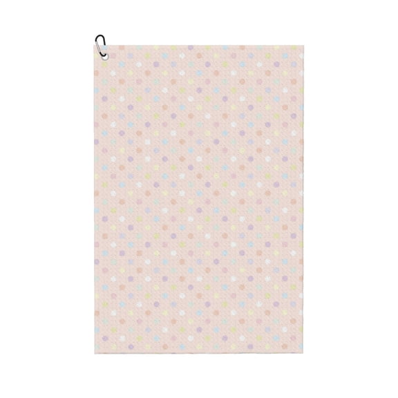 Logiee Colorful Dots Print Golf Towels,16" x 24" Portable Golf Towel for Golf Bag with Carabiner Clip to Quickly Remove Sand,Mud and Sweat