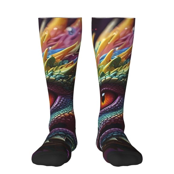 Logiee Colorful Dragon Head Profile Print Gift Stocking Stuffers,Adult Stockings,Novelty Socks,Funny Socks Birthday Running Walking Sleeping