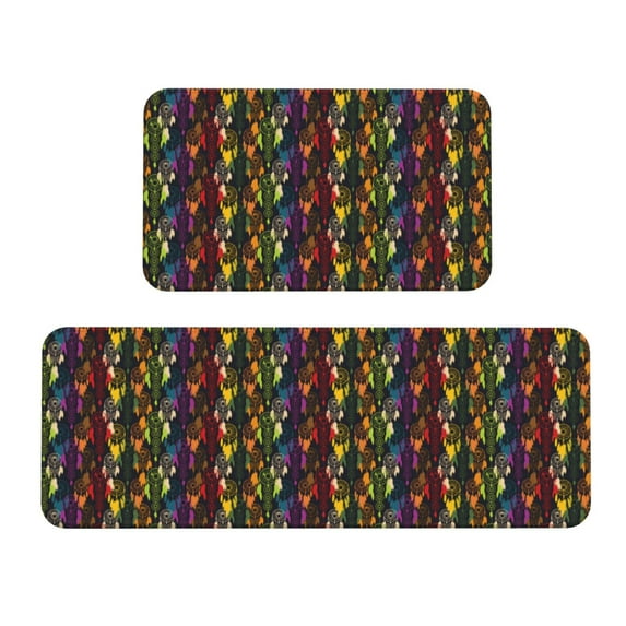 Logiee Colorful Dreamcatcher Print Kitchen Mats for Floor Sets of 2,Waterproof Kitchen Rugs,Non Slip Comfort Standing Mat Rug for Home,Runner,Sink,Office,Laundry