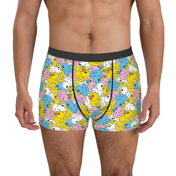Logiee Colorful Duck Print Mens Boxer Briefs,Boxer Briefs for Men,Breathable Stretch Underwear,Boys Boxer Briefs-Small