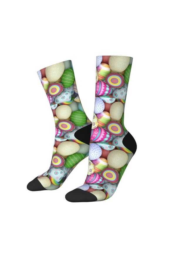 Colorful Easter Eggs Print Adult Socks for Men & Women,Calf Socks, Ankle Socks,Boots Socks,Breathable Casual Sock,Unisex Crew Socks