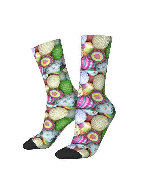 Colorful Easter Eggs Print Adult Socks for Men & Women,Calf Socks, Ankle Socks,Boots Socks,Breathable Casual Sock,Unisex Crew Socks
